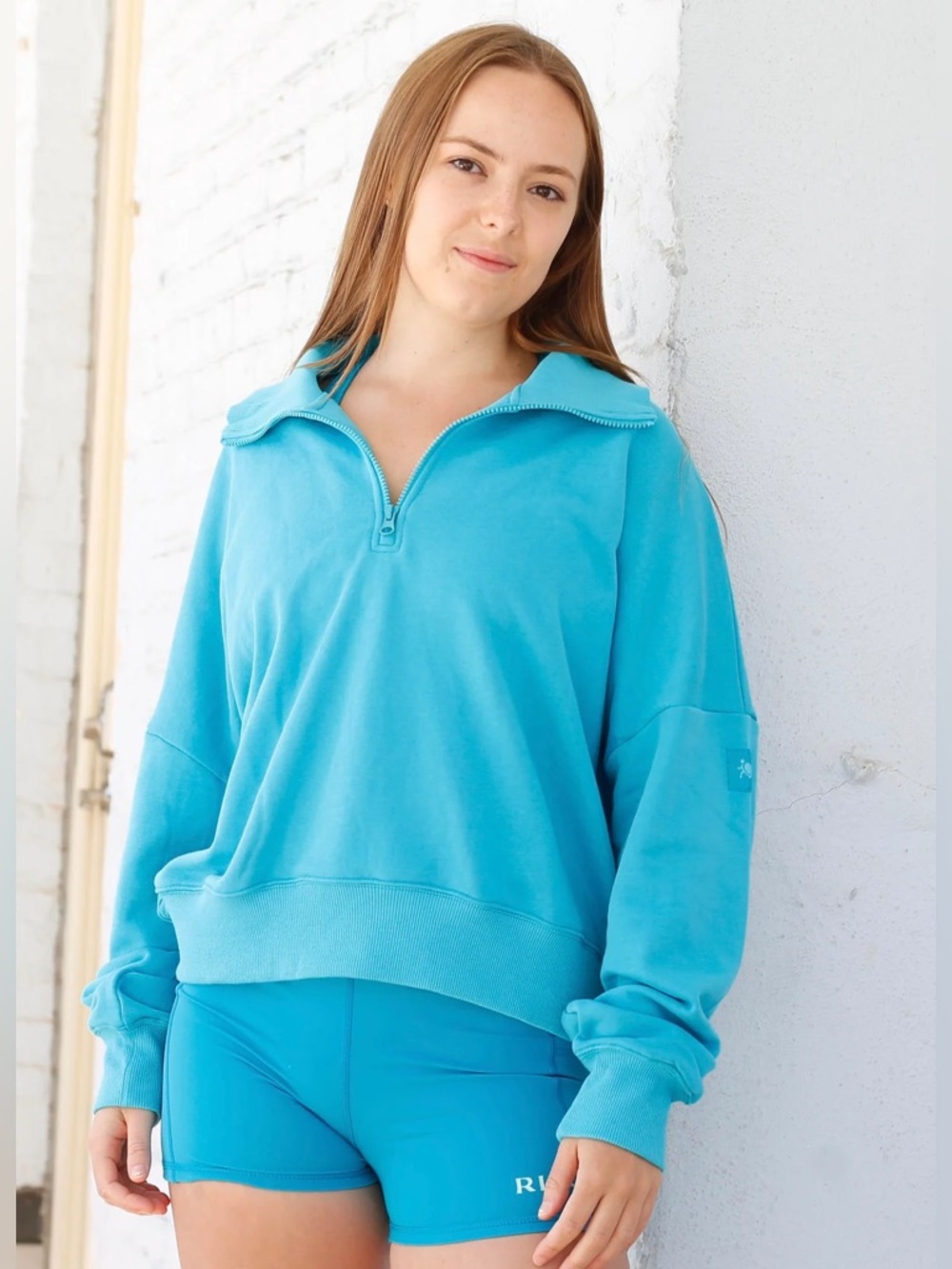 EUC Relay Active Montour Half Zip Sweatshirt in Malibu Blue